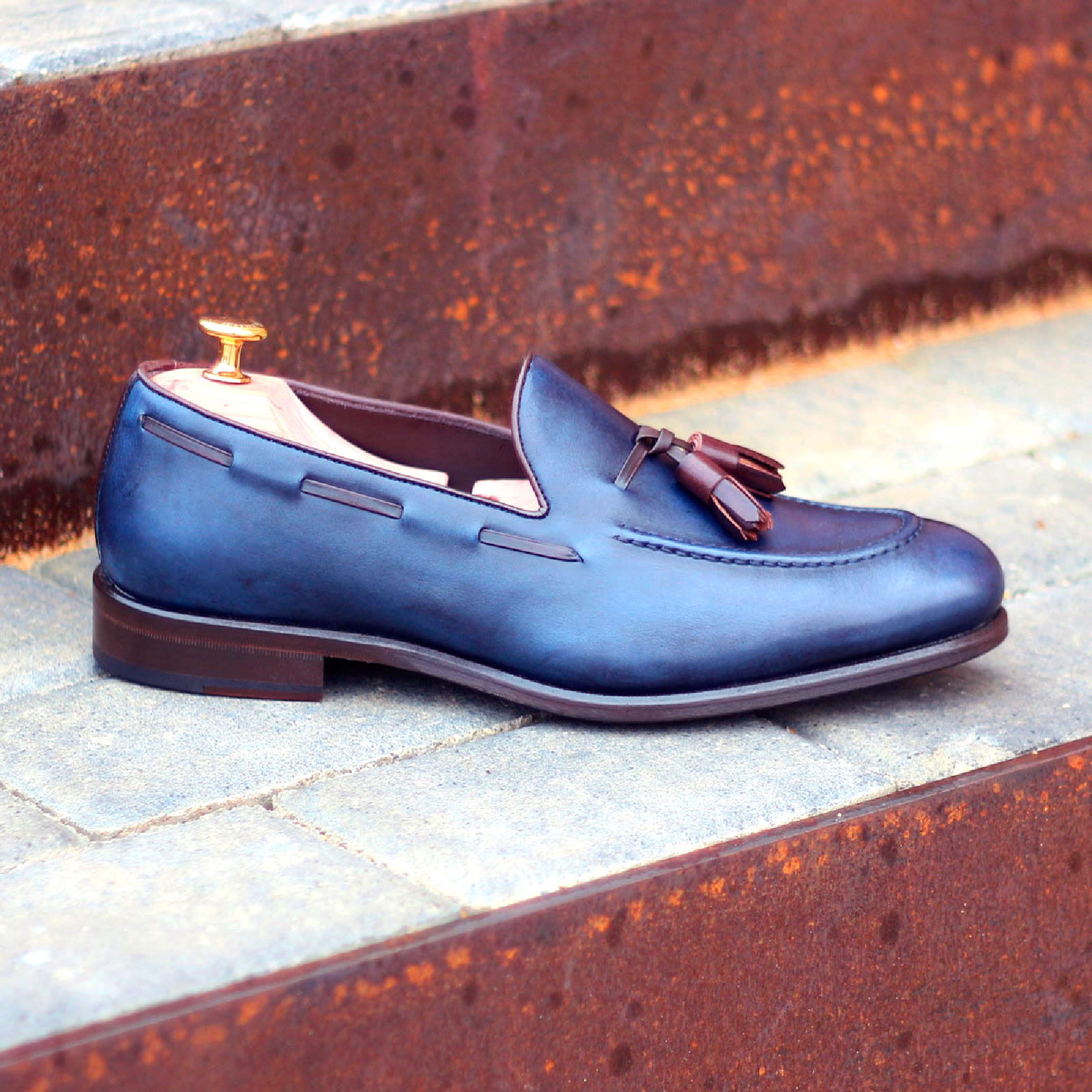 Mocassin Loafer Dark brown veau patine Fait Main Mocassin Veau Patine fait main - Maison Le Duc