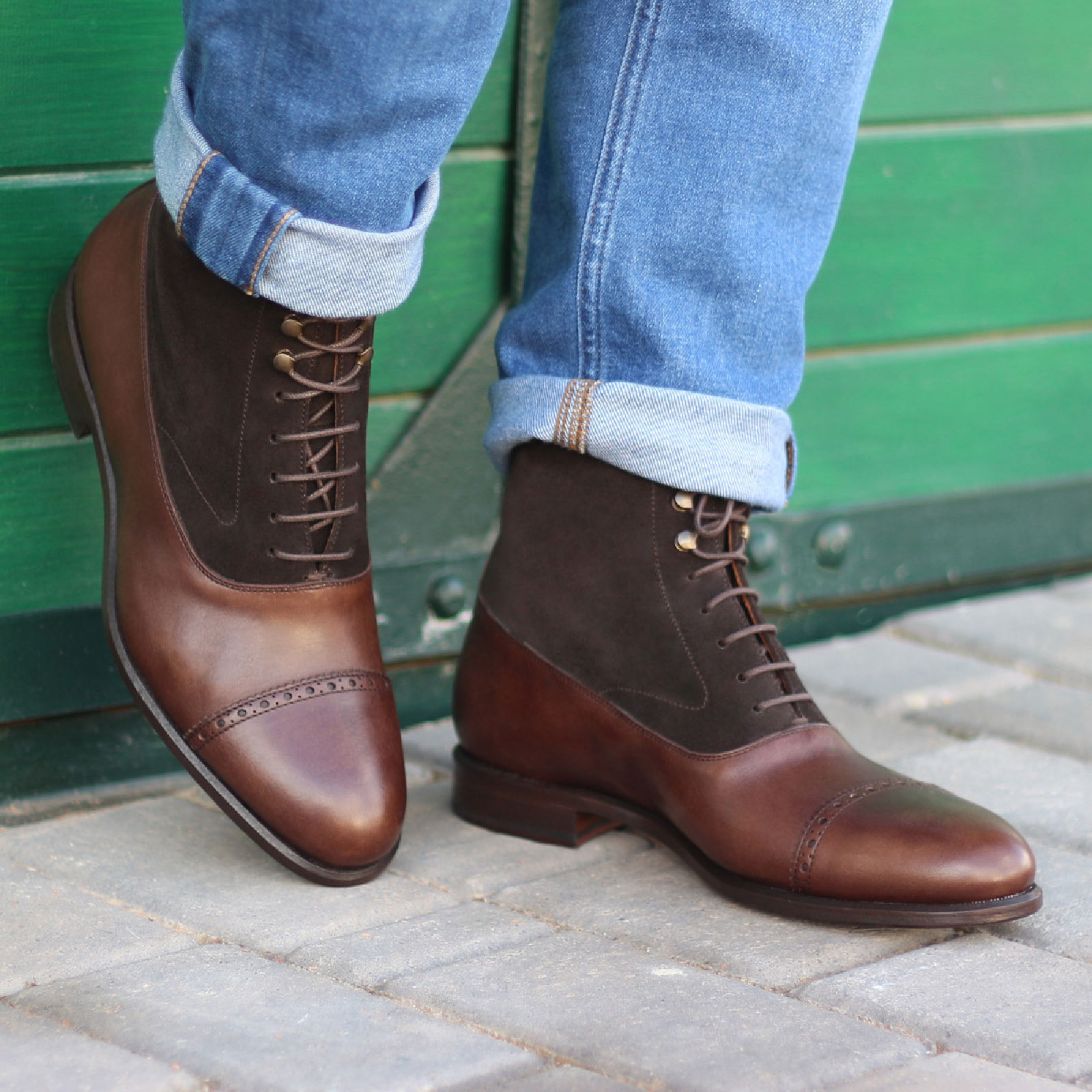 Balmoral Boot Dark brown daim luxe Marron fonce Bottine Daim Marron fait main - Maison Le Duc