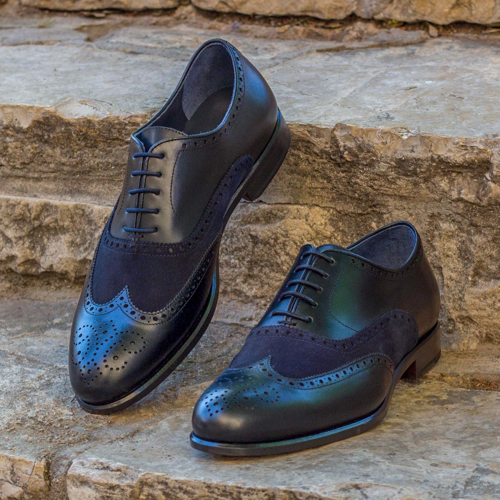 Richelieu Full Brogue Black box veau lisse Richelieu Veau fait main - Maison Le Duc