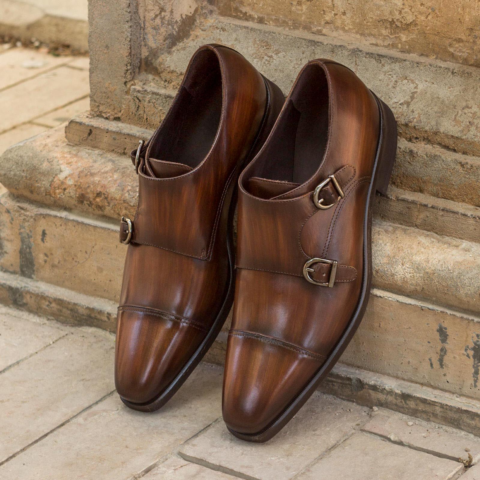 Double Monk Strap Brown cuir patine Fait Main Monk Cuir pleine fleur · Doublure cuir Patine fait main - Maison Le Duc