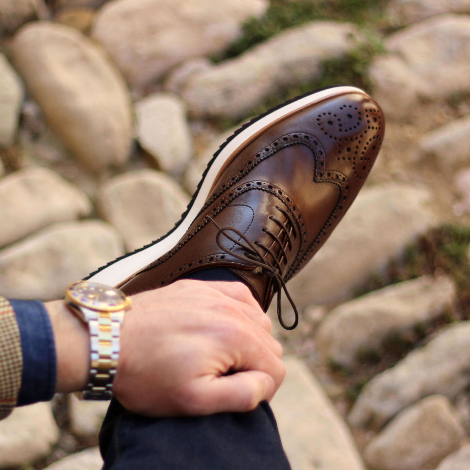 Richelieu Full Brogue Patine Marron foncé Dark brown veau patine | Maison Le Duc Richelieu Veau Marron · Patine fait main - Maison Le Duc
