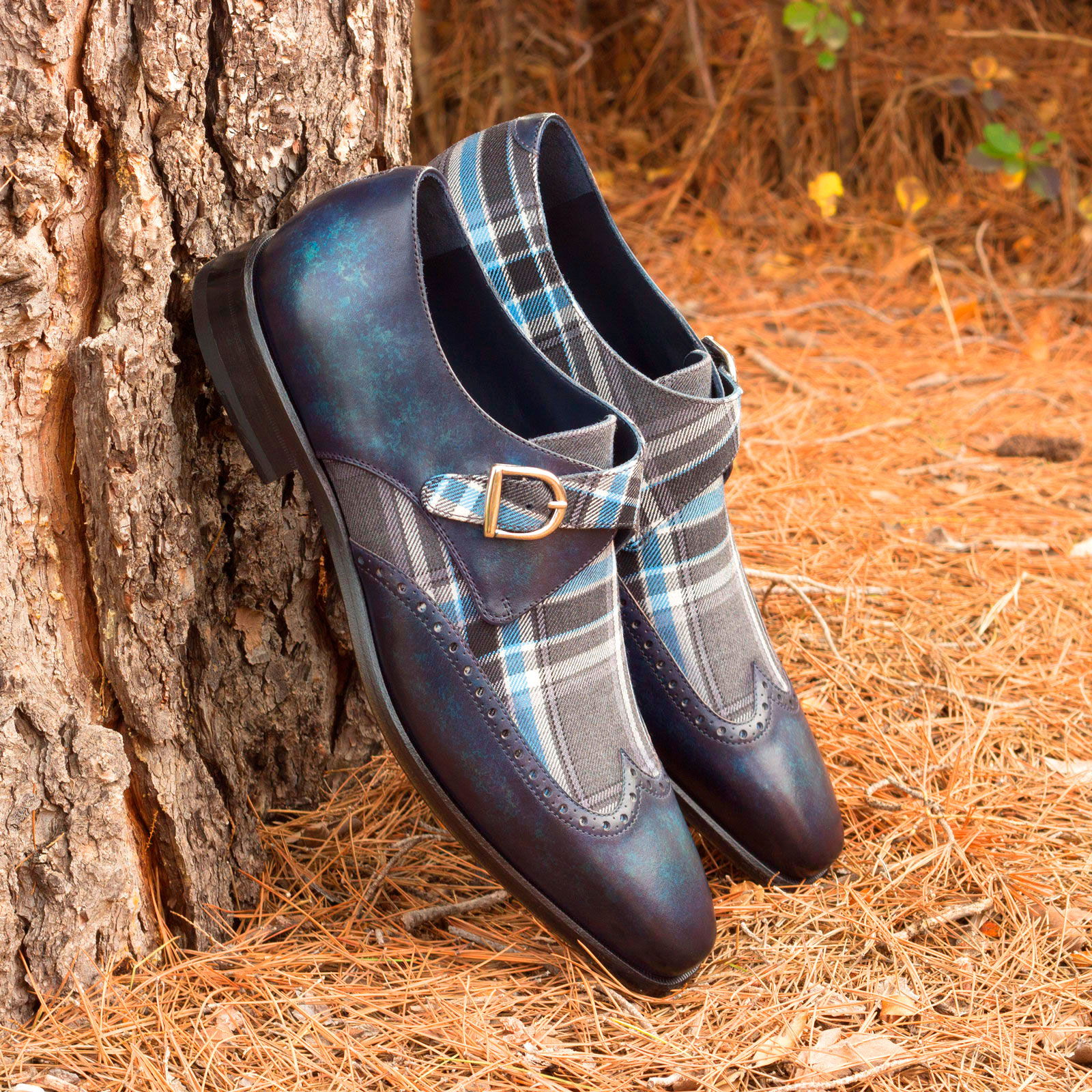 Monk Strap Plaid sartorial Gris Fait Main | Maison Le Duc Monk Cuir pleine fleur · Doublure cuir Gris fait main - Maison Le Duc
