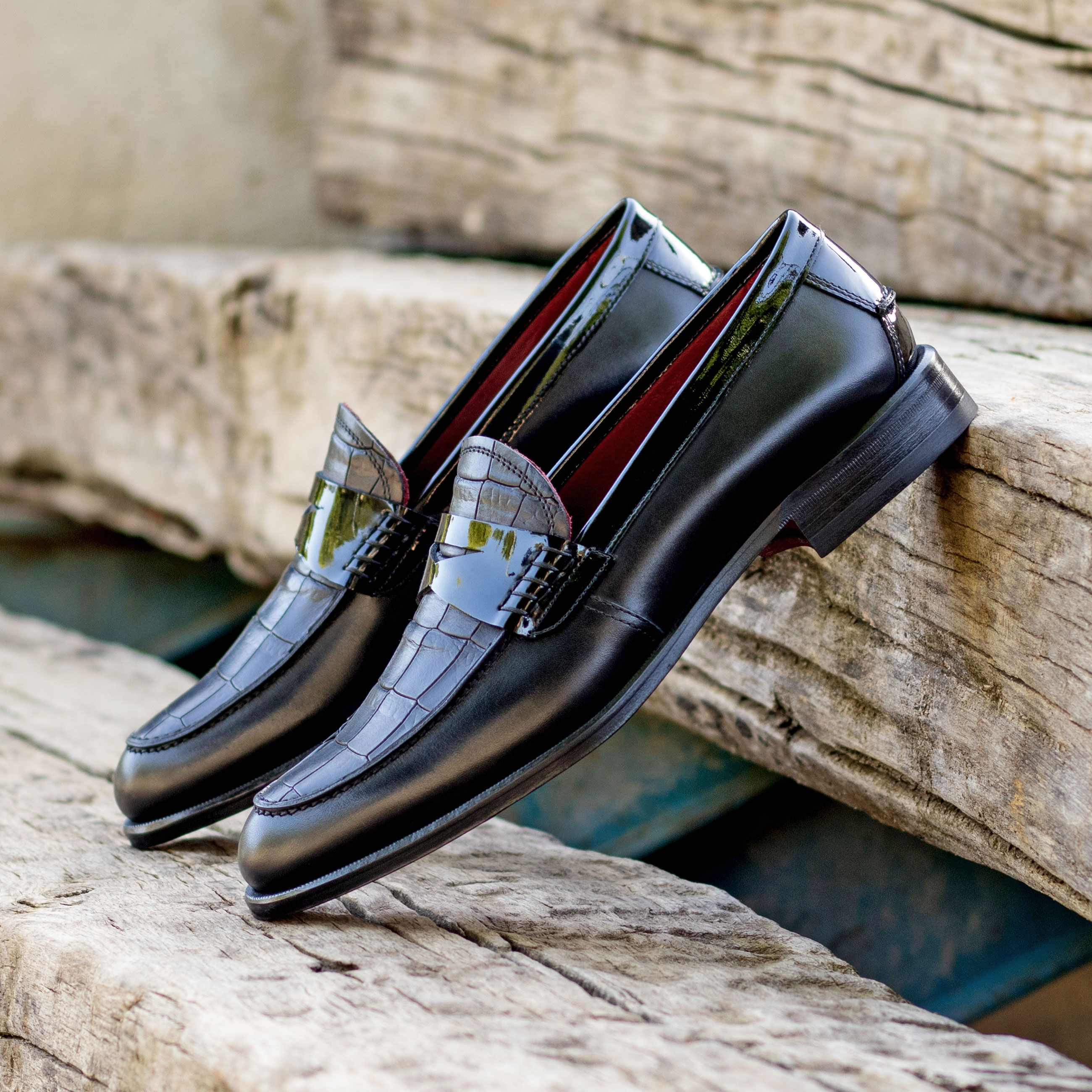 Mocassin Loafer Black painted croco Fait Main Femme | Maison Le Duc Ballerine Croco fait main - Maison Le Duc