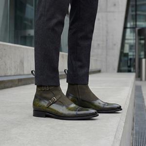 Octavian Buckle Boot — patina Goodyear welt