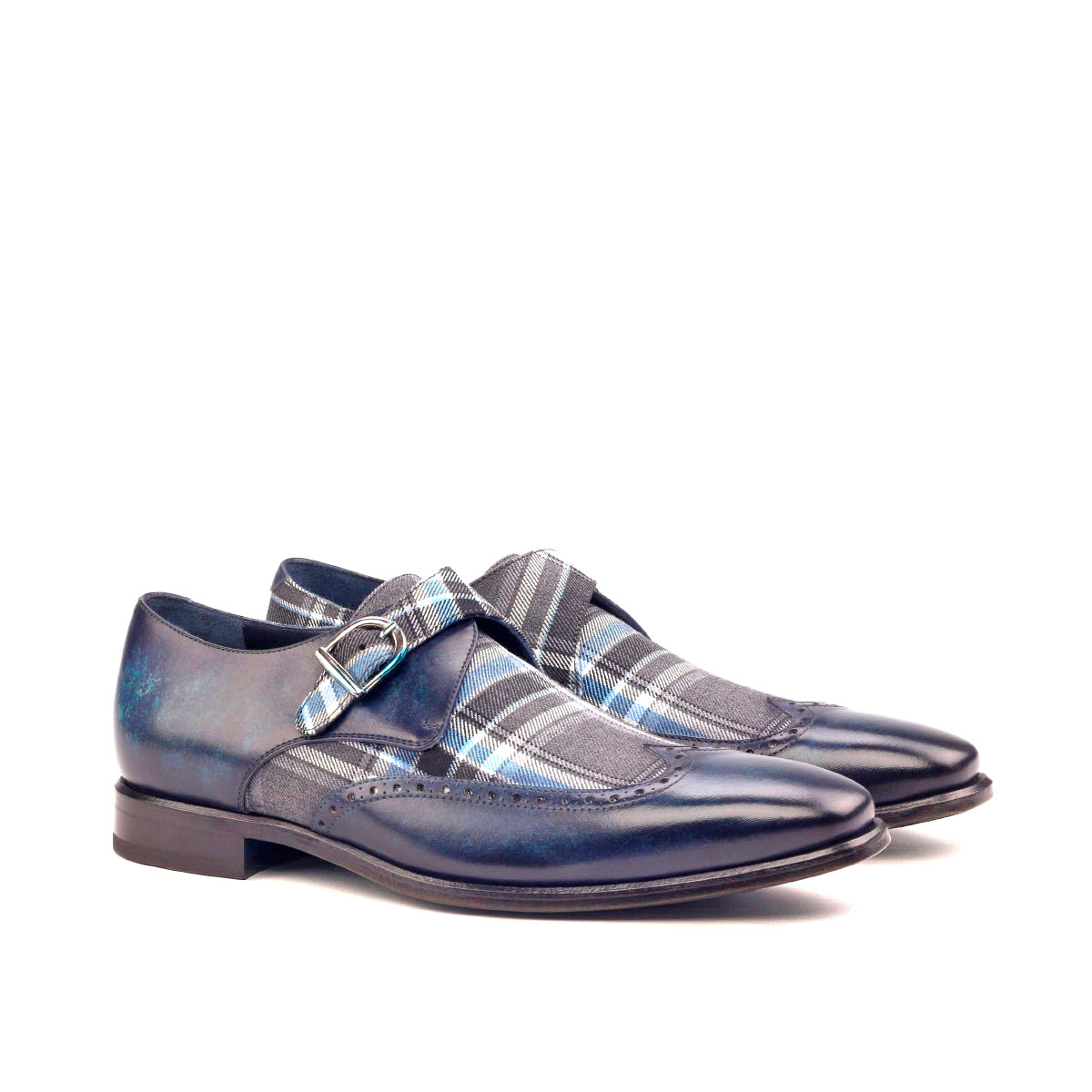 Monk Strap Plaid sartorial Gris Fait Main | Maison Le Duc Monk Cuir pleine fleur · Doublure cuir Gris fait main - Maison Le Duc